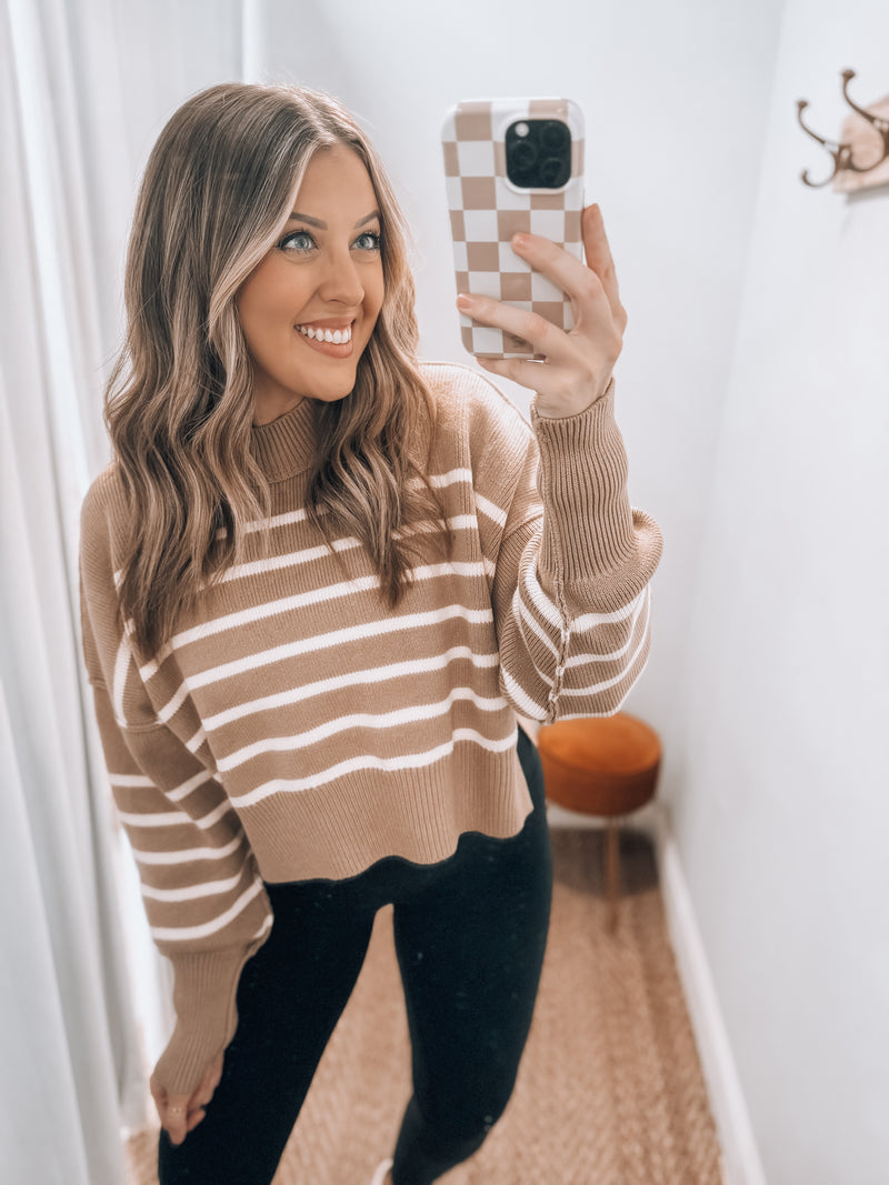 Taupe Mock Neck Sweater