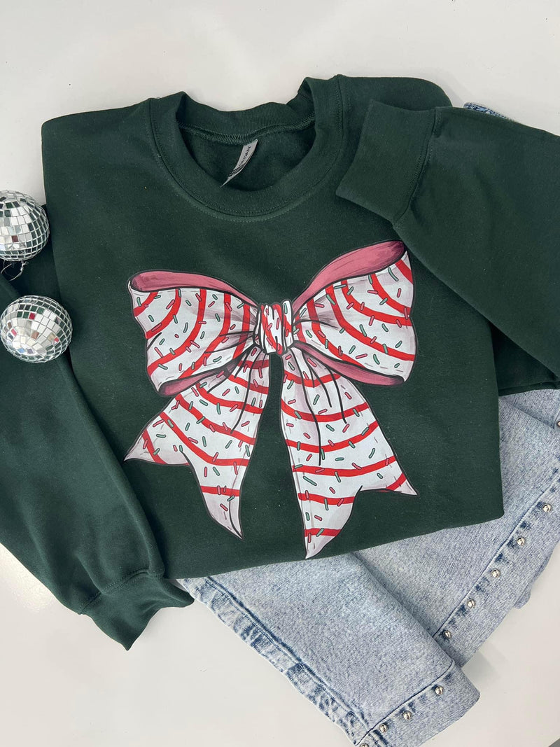 Christmas Cakes Bow Sweatshirt