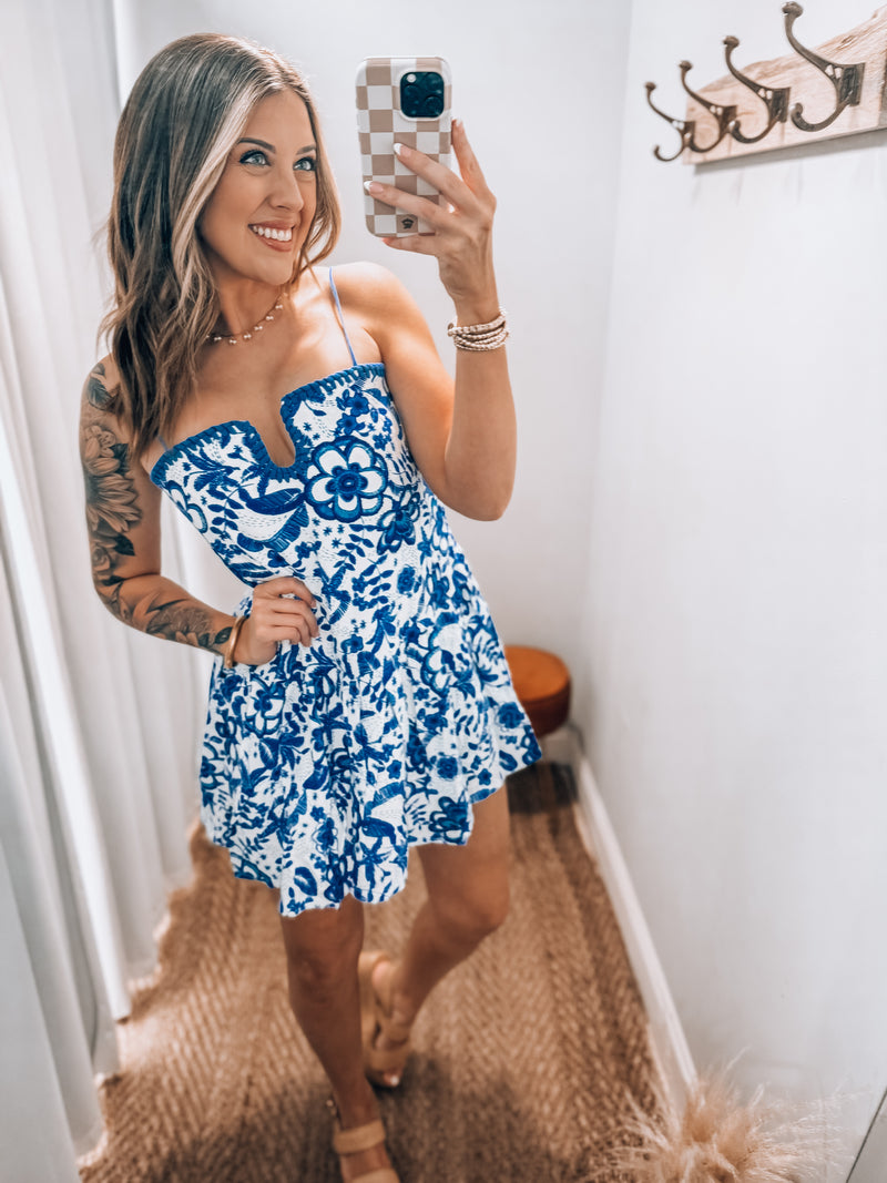 Tropical Blue Mini Dress