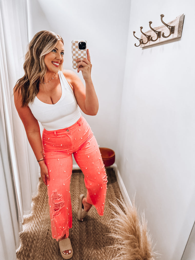 Pink Pearl Denim Pants