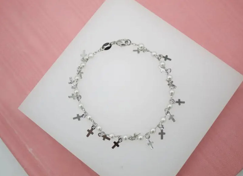Cross Charm Bracelet | Silver