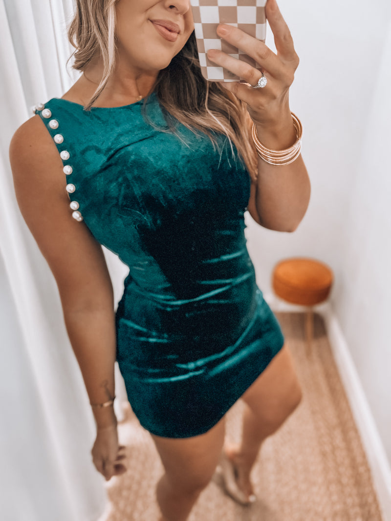 Melanie Velvet Party Dress | Emerald