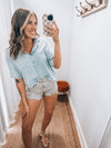 Olive Denim Shorts