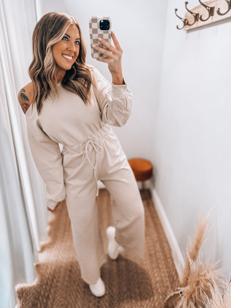 Wide Leg Jumpsuit | Sand