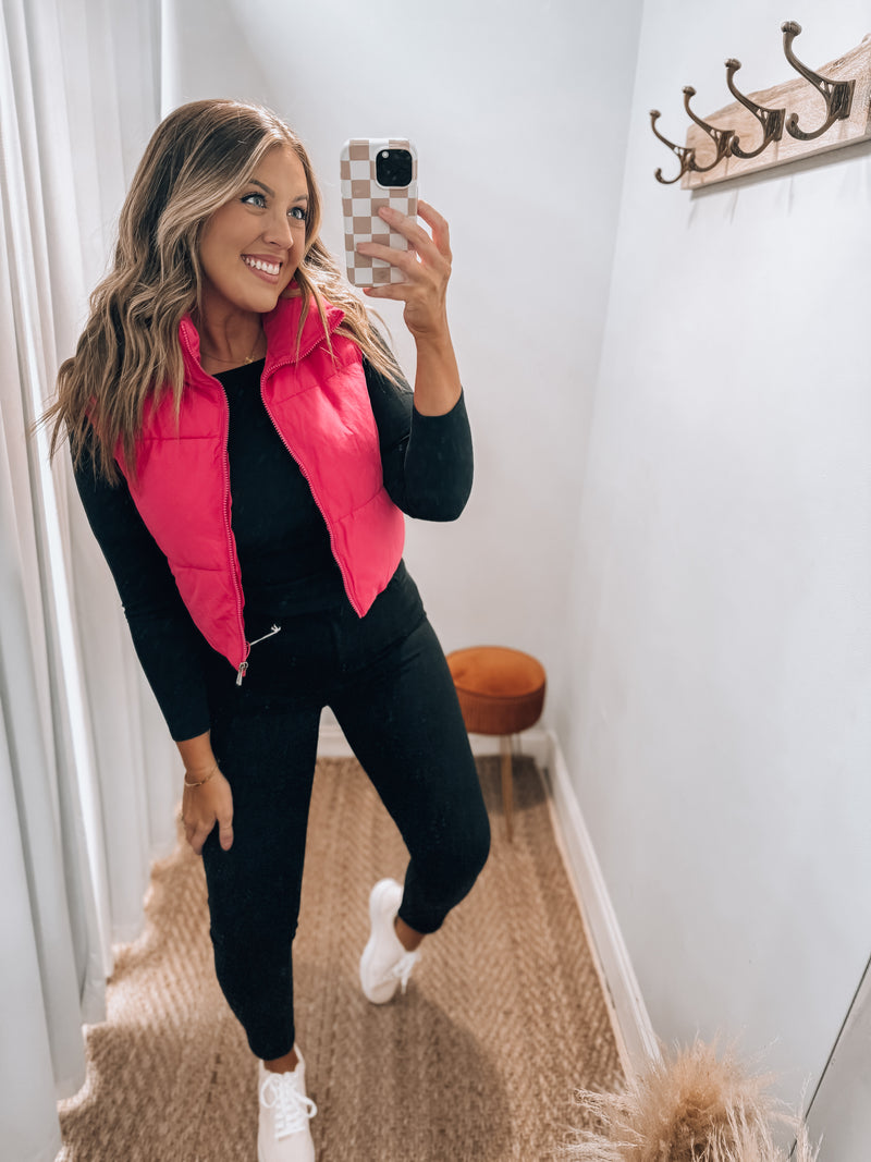 Addi Puffer Vest |  Hot Pink