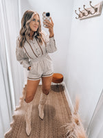 Brown Striped Romper (ARRIVING 12/5)