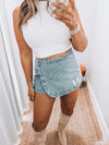 Stone-Washed Wrap Mini Skirt