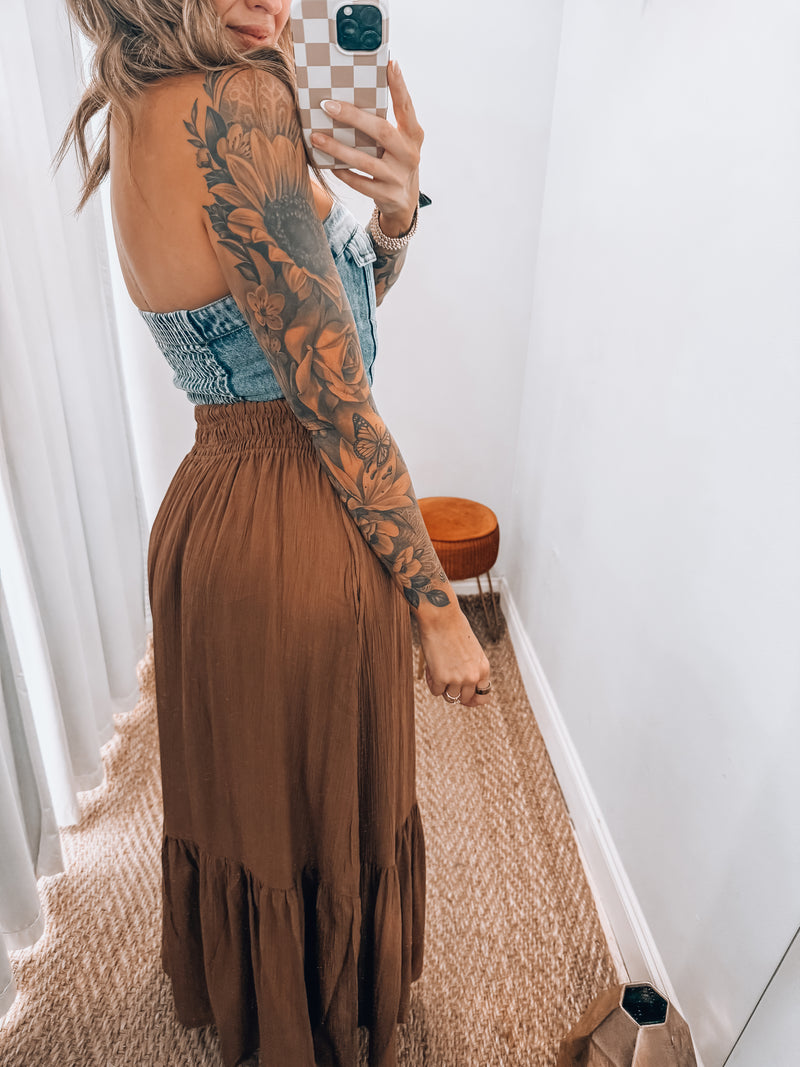 Eden Copper Maxi Skirt