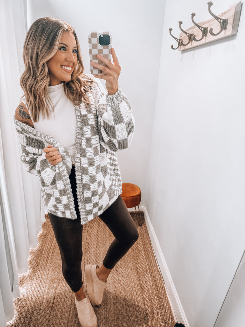 Checkered Oversized Cardigan