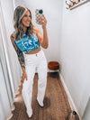 White Risen Jeans