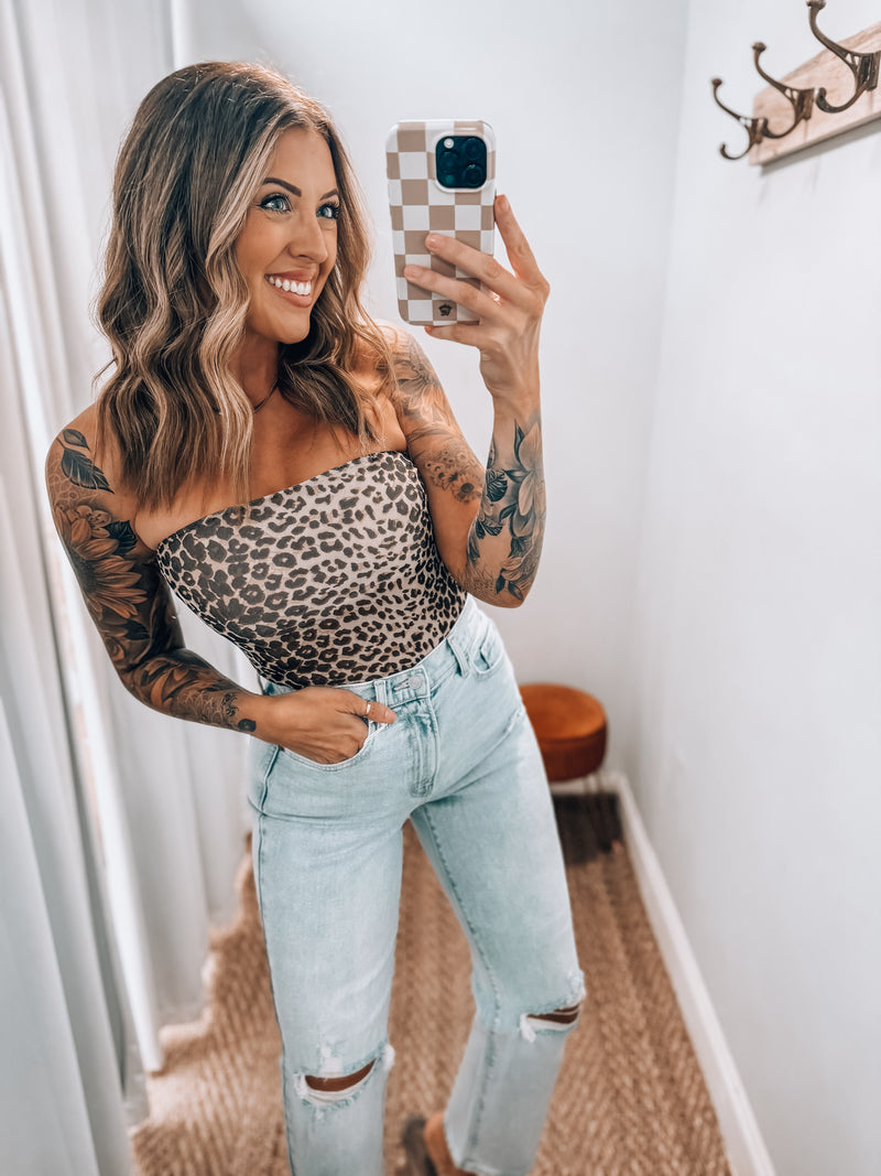 Mesh Leopard Tube Top