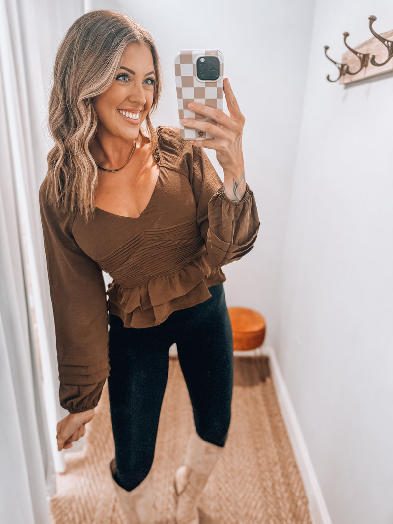 Brown Babydoll Top
