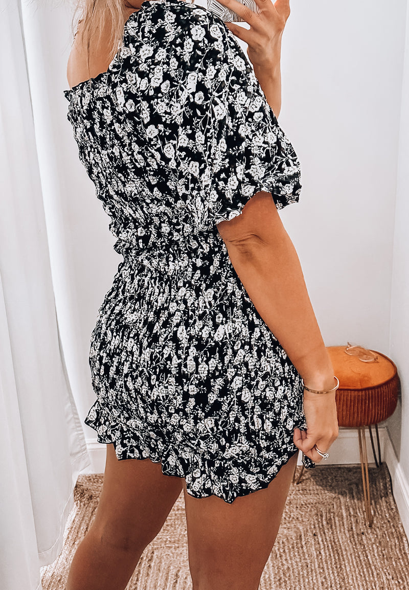 Black Smocked Rose' Dress